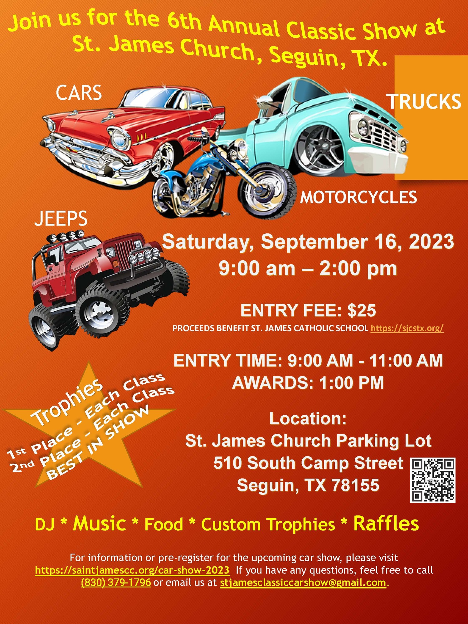 Car Show 2023 Winners St. James Catholic Church Seguin, TX
